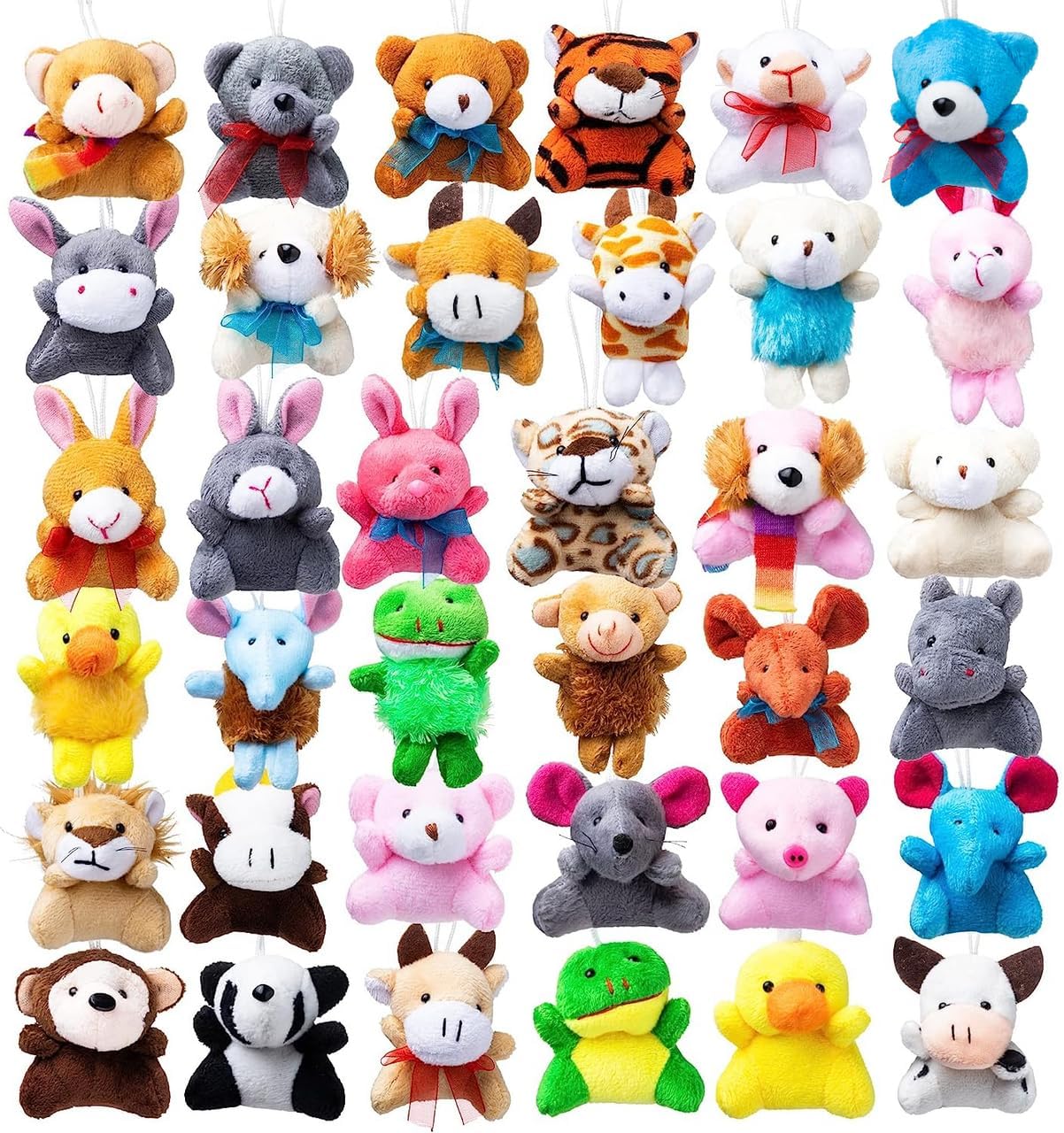 JOYIN 36 Pack Mini Animal Plush Toy Assortment (36 Units 3 Each),Bulk Stuffed Animals Party Favors for Kids, Small Animals Plush Keychain Decoration, Carnival Prizes, Easter Treasure Box Toys
